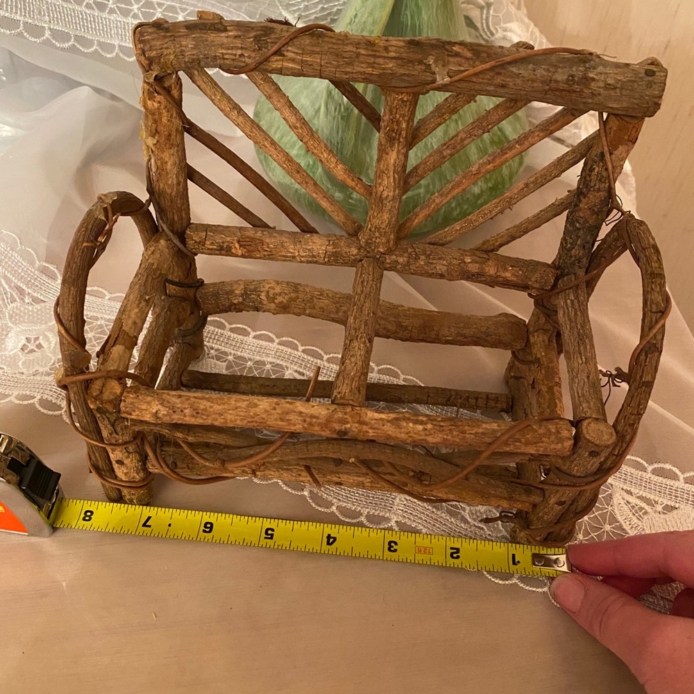 Vintage handmade mini willow branch bench